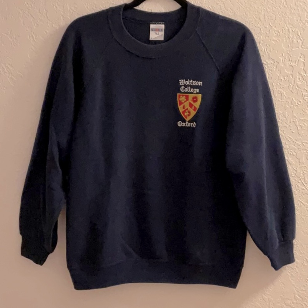 Oxford University Wolfson College Embroidered Women’s Navy Sweatshirt Size M